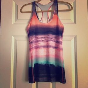 Multicolored wave Lululemon workout tank.